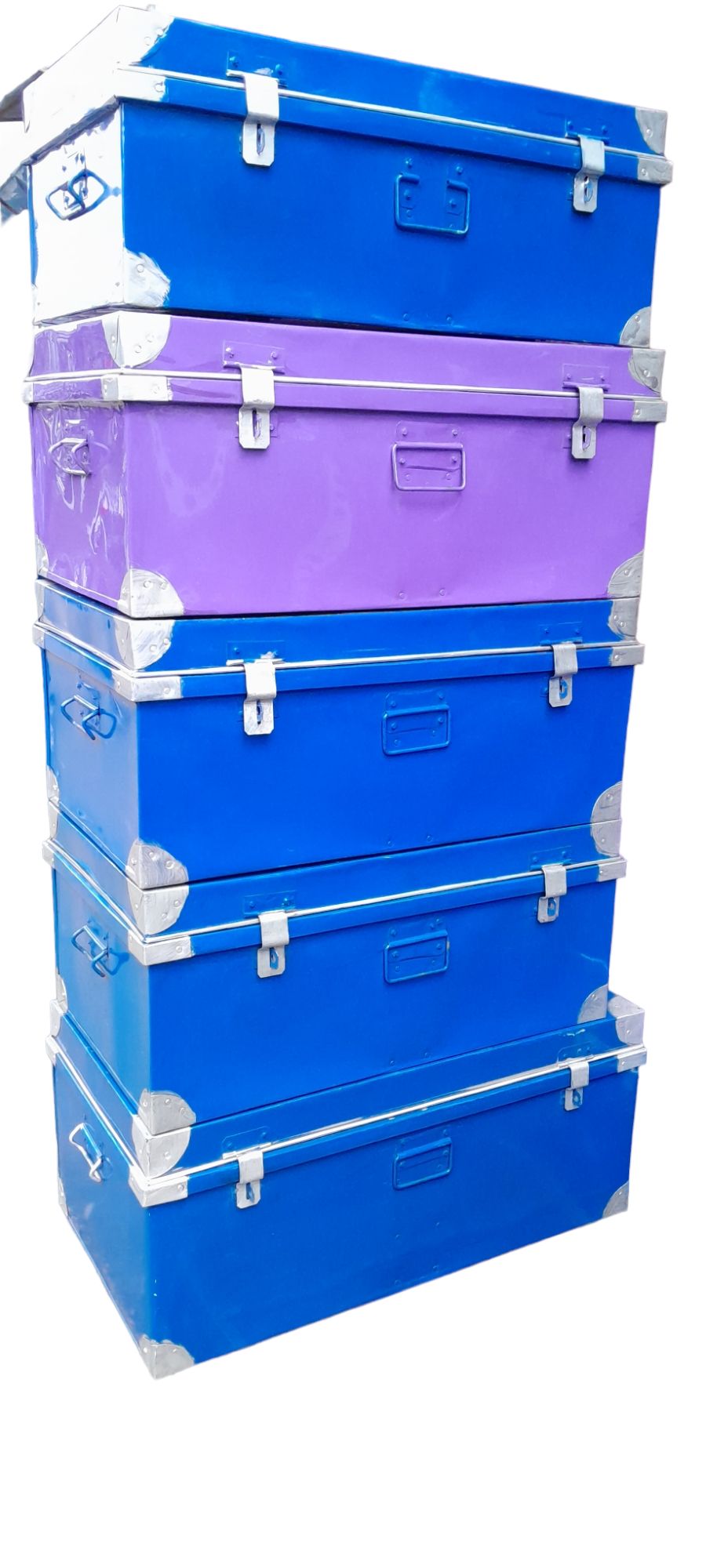 Steel metallic storage school box | Large Metal Box Storage Trunk Chest for College Dorm Organizer with Hardware Hasps and Handle for Home