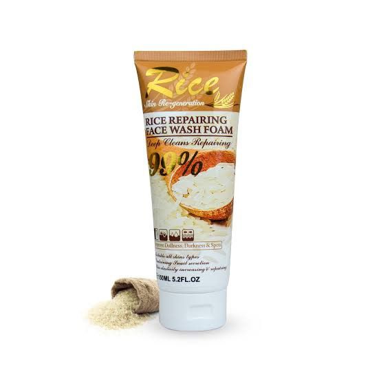 Skin Re-generation Rice Repairing 99% Face Wash Foam, Deep Cleans, Improves Dullness, Darkness, 100ml, Exfoliating Rice Liquid Soap