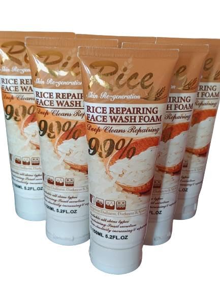 Skin Re-generation Rice Repairing 99% Face Wash Foam, Deep Cleans, Improves Dullness, Darkness, 100ml, Exfoliating Rice Liquid Soap