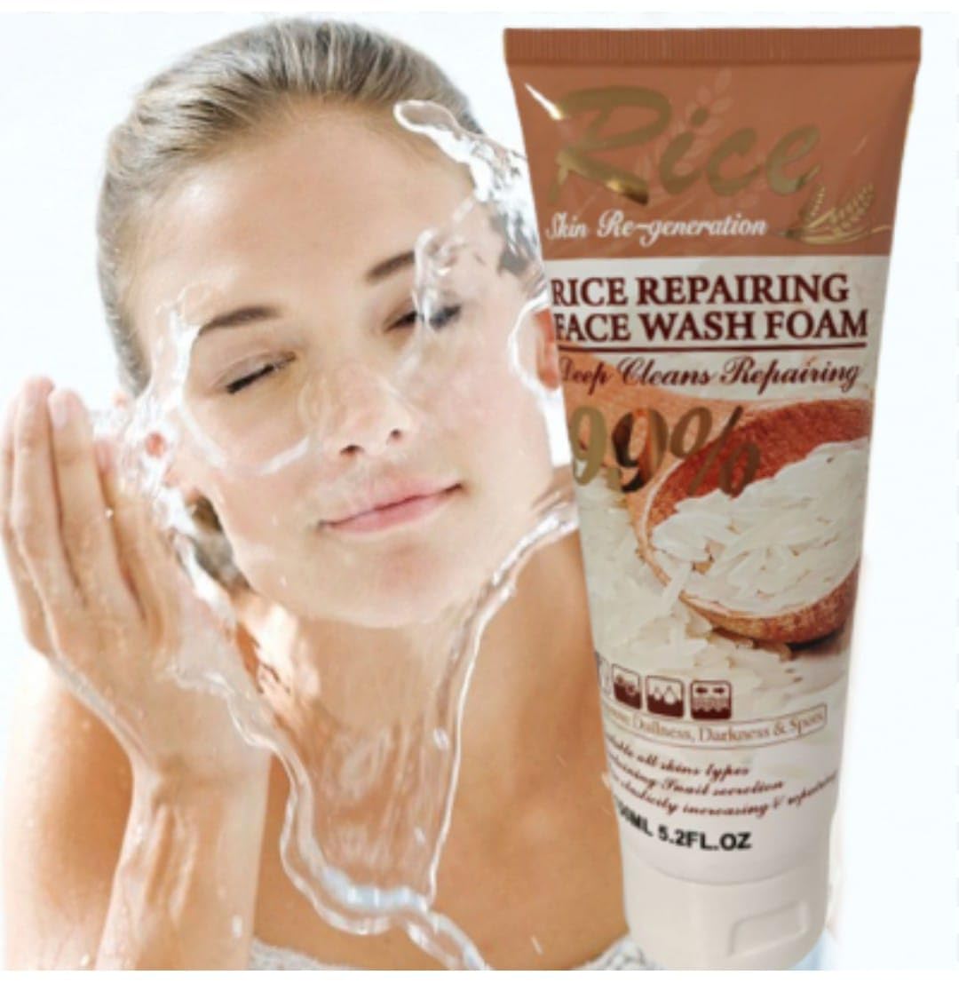 Skin Re-generation Rice Repairing 99% Face Wash Foam, Deep Cleans, Improves Dullness, Darkness, 100ml, Exfoliating Rice Liquid Soap