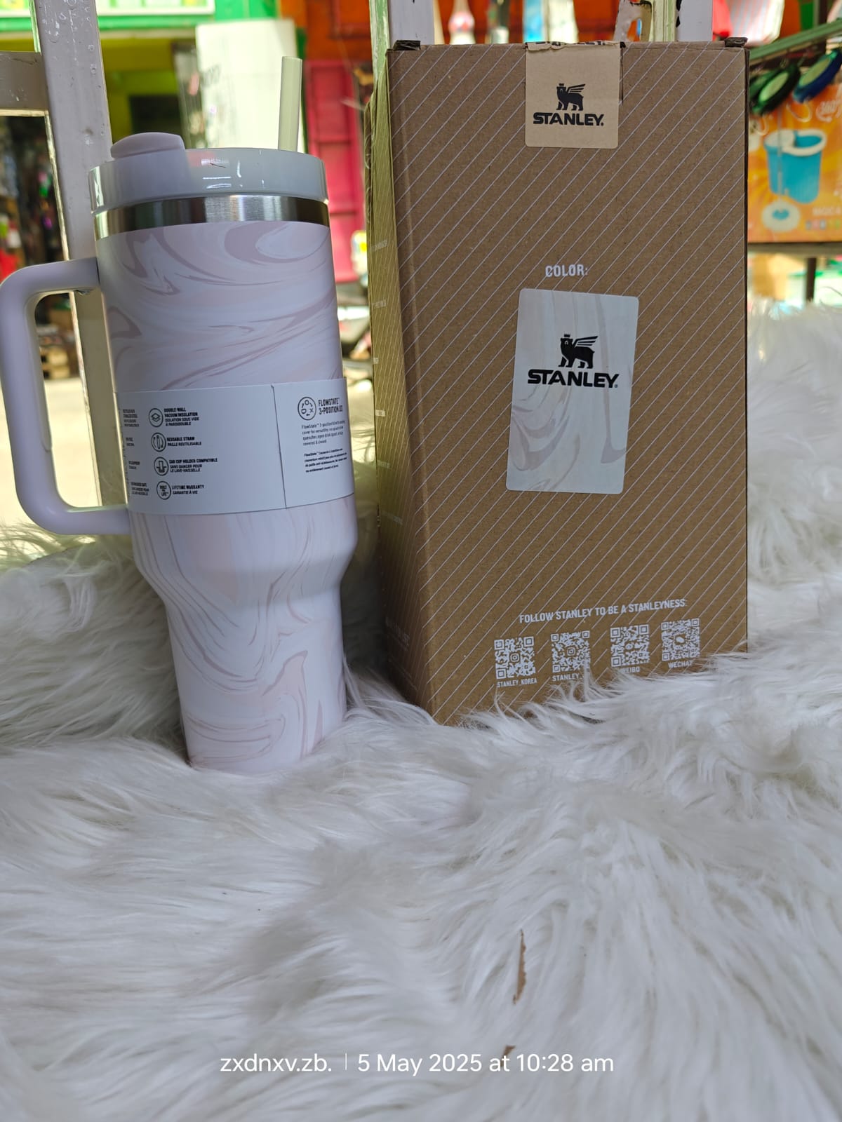 Stanley Quencher H2.0 FlowState Stainless Steel Vacuum Insulated Tumbler with Lid and Straw for Water, Iced Tea or Coffee, Smoothie and More, baby blue marble 2.0, 40oz