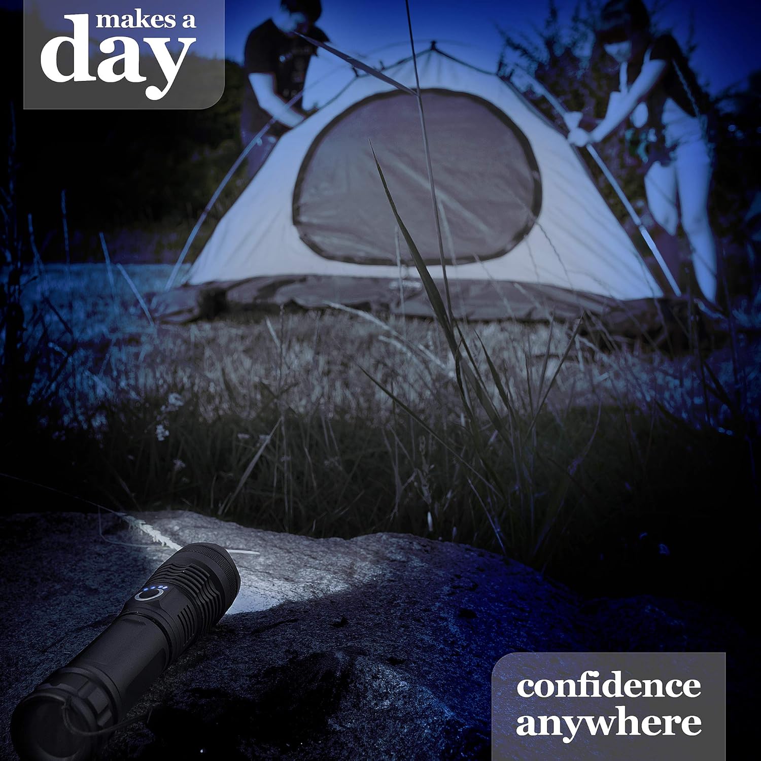 P50 Flashlight 19W 4000lm Super Bright Tactical Flashlight 5 Modes Zoomable Water Resistant Day White Light USB Rechargeable 26650 Battery Included