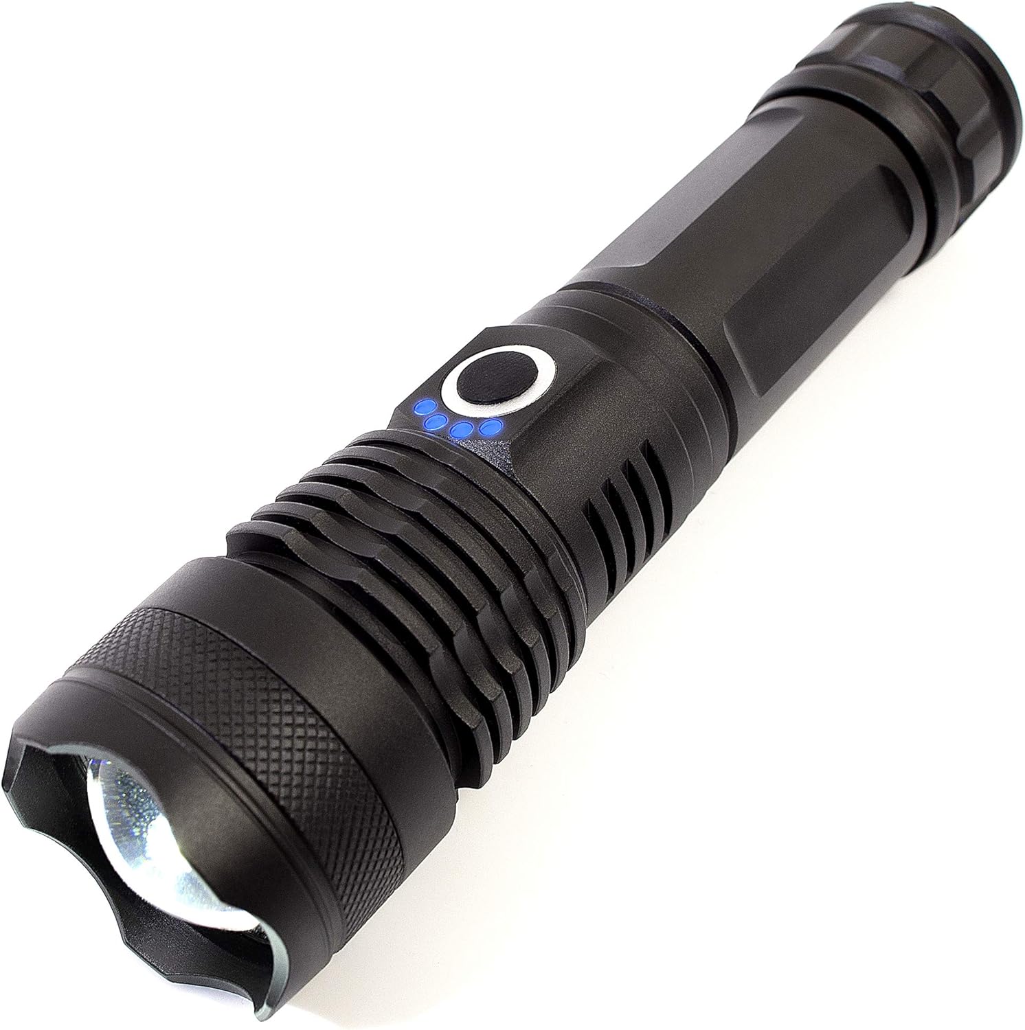 P50 Flashlight 19W 4000lm Super Bright Tactical Flashlight 5 Modes Zoomable Water Resistant Day White Light USB Rechargeable 26650 Battery Included