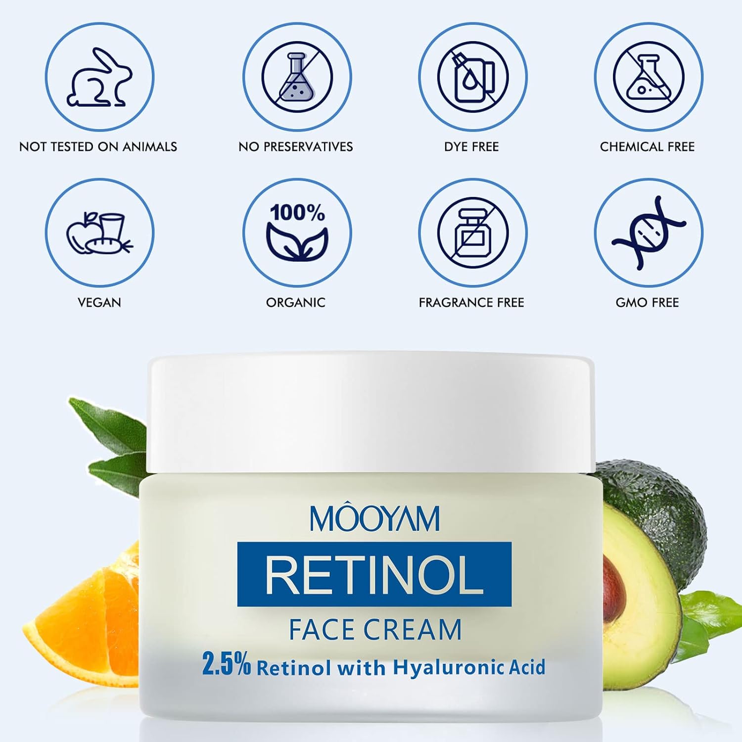 Retinol Cream for Face, Face Moisturizer for Women, Men's Facial Moisturizer with Hyaluronic Acid Vitamin C, 2.5% Retinol Moisturizer, Firming Day& Night Cream for Neck, Reduce Fine Lines