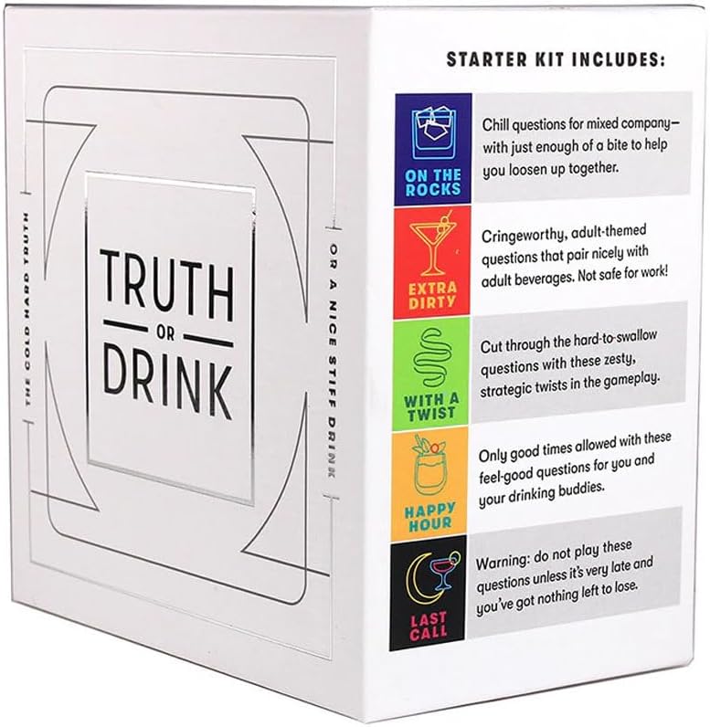 Truth or Drink Card Game The Famous Social Media Game for Parties and Game Nights, Unraveling Secrets with Cheerful Personal Questions White