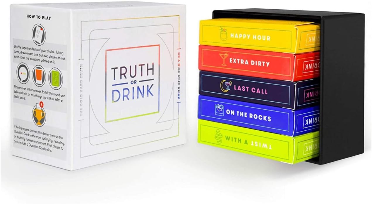 Truth or Drink Card Game The Famous Social Media Game for Parties and Game Nights, Unraveling Secrets with Cheerful Personal Questions White
