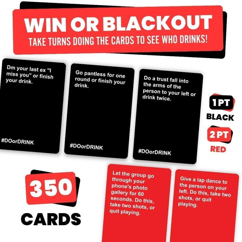 Do or Drink Drinking Card Games for Adults - Fun Adult Games for Game Night & Parties - 21st Birthday Gift & Bachelorette Party Games with350 Cards & 175 Challenges That Will Get You Drinking