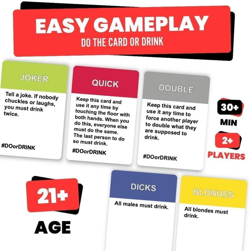 Do or Drink Drinking Card Games for Adults - Fun Adult Games for Game Night & Parties - 21st Birthday Gift & Bachelorette Party Games with350 Cards & 175 Challenges That Will Get You Drinking