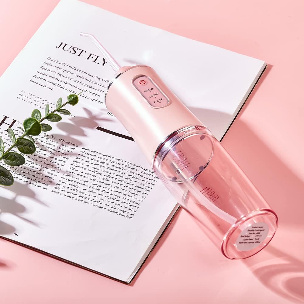 Water Flosser Cordless, Dental Oral Irrigator - 220ml Portable and Rechargeable IPX7 Waterproof 3 Modes Water Flosser with Cleanable Water Tank for Home and Travel, Braces & Bridges Care