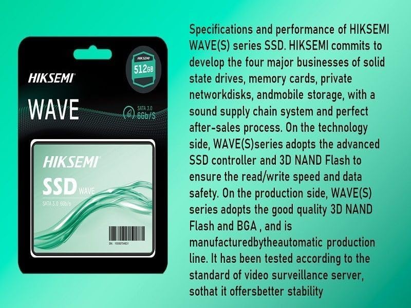Hikvision HIKSEMI - SSD Storage/SATA 6-2.5''/Wave (s) , HIKSEMI 3D NAND 2.5-inch SATA III SSD Internal Solid State Drive Up to 530MB/s speed