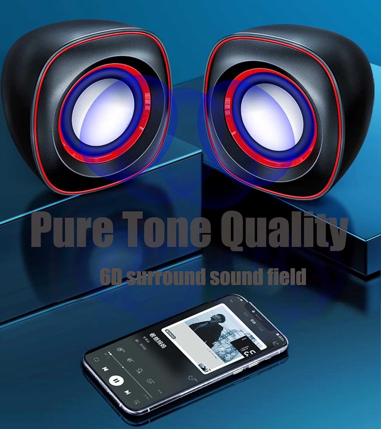 Computer Speakers, PC Speakers, Computer Speakers for Desktop 2.0 USB-Powered Mini Computer Speaker with Subwoofer, USB Speakers for Pcs and Laptops, Speakers for PC