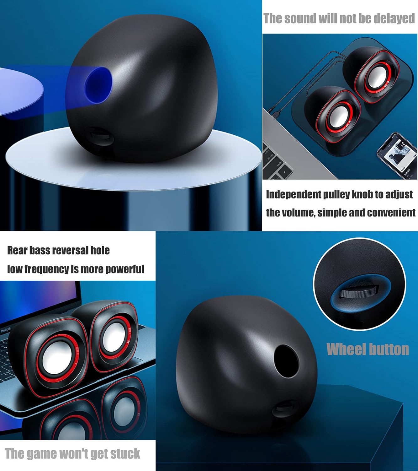 Computer Speakers, PC Speakers, Computer Speakers for Desktop 2.0 USB-Powered Mini Computer Speaker with Subwoofer, USB Speakers for Pcs and Laptops, Speakers for PC
