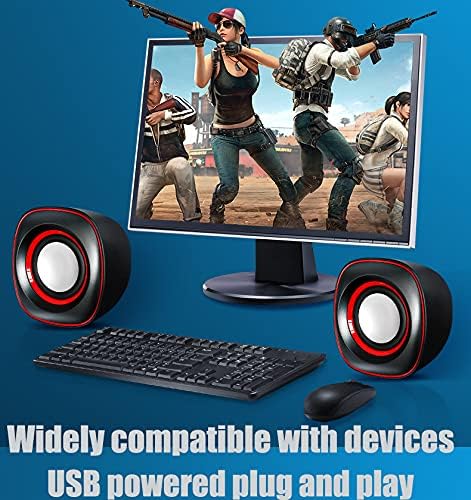 Computer Speakers, PC Speakers, Computer Speakers for Desktop 2.0 USB-Powered Mini Computer Speaker with Subwoofer, USB Speakers for Pcs and Laptops, Speakers for PC