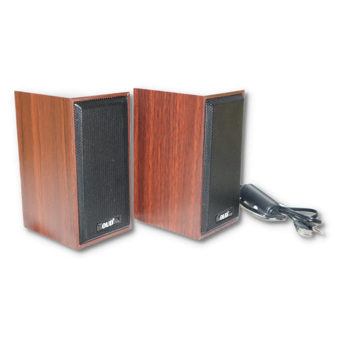 Wooden theme 2pcs Computer Speakers,  2 PC Speakers,  Rectangular Computer Speakers for Desktop 2.0 USB-Powered Mini Computer Speaker with Subwoofer, USB Speakers for Pcs and Laptops, Speakers for PC