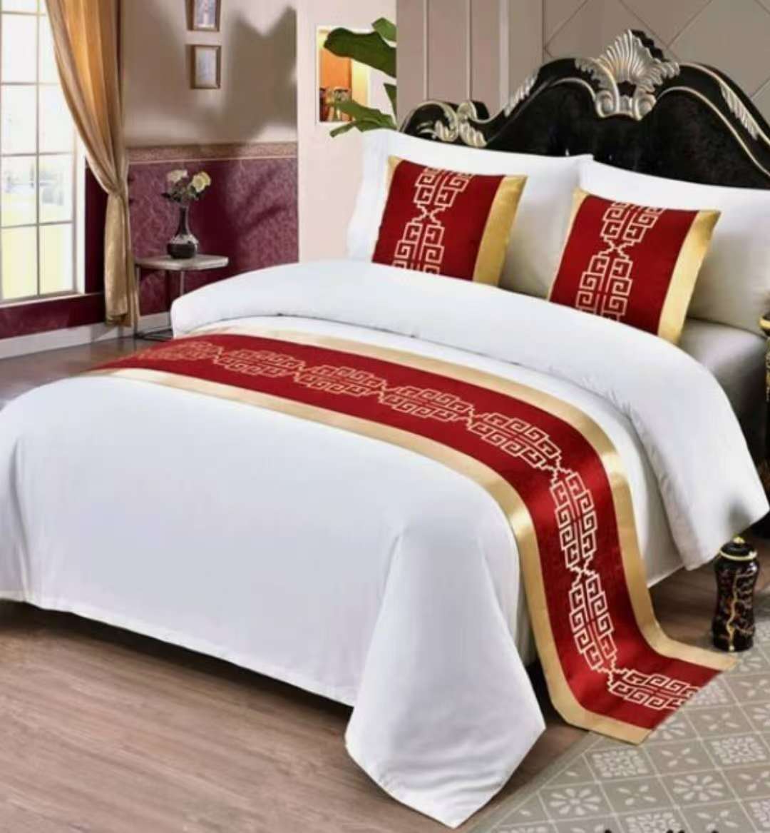 Bed Runner Scarf, Luxurious Retro Modern Style Room Decor, Washable Soft Dustproof Bed Protector Scarves able Flag Picnic Blanket, for Bedroom Hotel Wedding Room