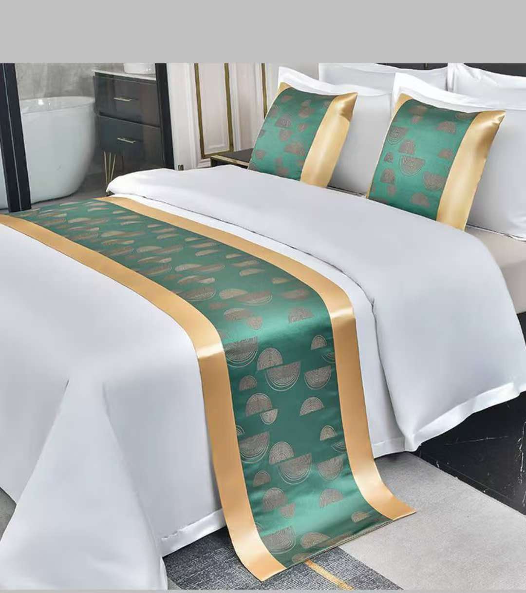 Bed Runner Scarf, Luxurious Retro Modern Style Room Decor, Washable Soft Dustproof Bed Protector Scarves able Flag Picnic Blanket, for Bedroom Hotel Wedding Room