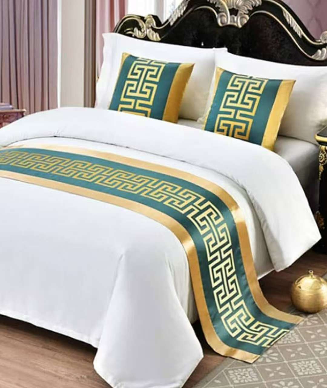 Bed Runner Scarf, Luxurious Retro Modern Style Room Decor, Washable Soft Dustproof Bed Protector Scarves able Flag Picnic Blanket, for Bedroom Hotel Wedding Room