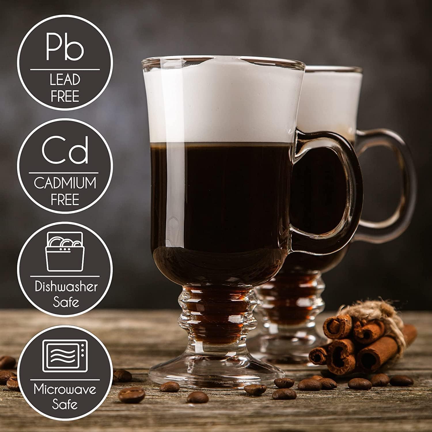 Premium Glass Coffee Mug Tea Cups 230 ML, Transparent, Glass Cups Set for Tea, Coffee, Green Tea, Herbal Tea, Lemon Tea, Milk Cup, Hot/Cold Drinks Cups Set of (6)