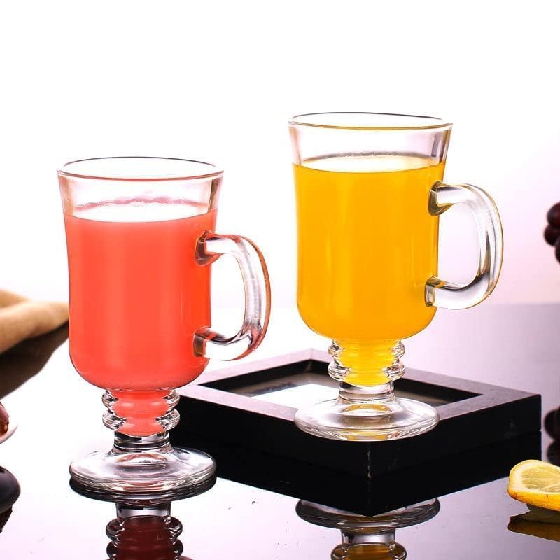 Premium Glass Coffee Mug Tea Cups 230 ML, Transparent, Glass Cups Set for Tea, Coffee, Green Tea, Herbal Tea, Lemon Tea, Milk Cup, Hot/Cold Drinks Cups Set of (6)