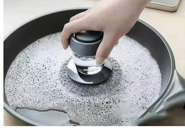 3pcs Soap Dispense Palm Scrub dishwashing Kitchen Scrubber Press Automatic Liquid wash Pot (Steel Wire)