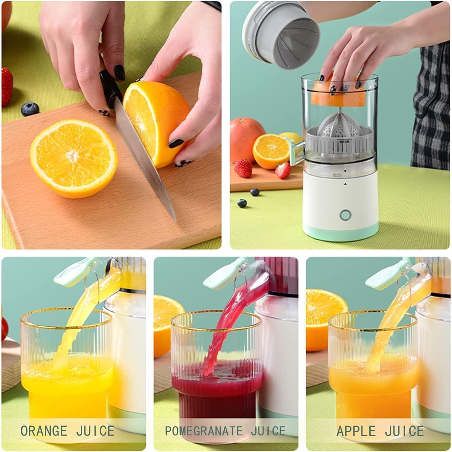 Electric Orange Juicer Machine, Wireless Citrus Press Juicer, Manual Juice Maker, Instant Juice Machine For Fruit, 200ML Capacity - 45W Mini Portable Juicers