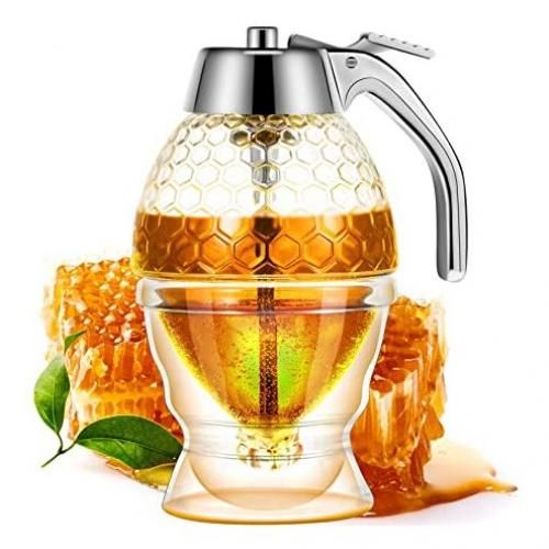 Acrylic Storage Pot Honey Dispenser With Drip Bottle