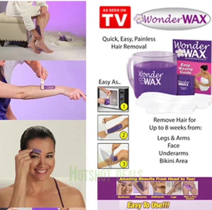 WONDER WAX Quick & Painless Hair Removal - Microwaveable Waxing Kit - NEW  Hair Removal Wax Strips Are Dedicated To Helping You Achieve Smooth, Shiny Skin. It Your Skin, Helps Cleanse Facial Hair Li