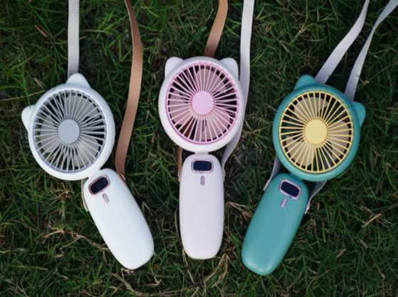 Mini Folding Electric Fan with strap, for Women, Girls & Kids. Portable Cat Ear Fan,  Rechargeable Small Fan. Great Wedding Gift: this mini fan is adjustable and allows you to adjust between 3 gear