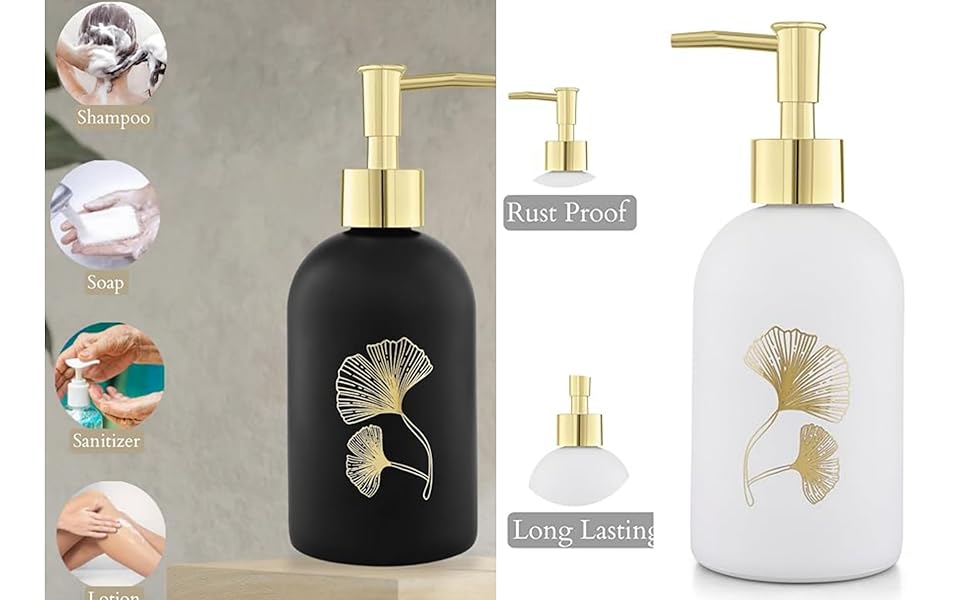 Ceramic glass 400ml single lotion soap dispenser with Finish Liquid Handwash Soap Dispenser with Pump for Bathroom | Handwash Dispenser for Kitchen | Bathroom Accessories                             .
