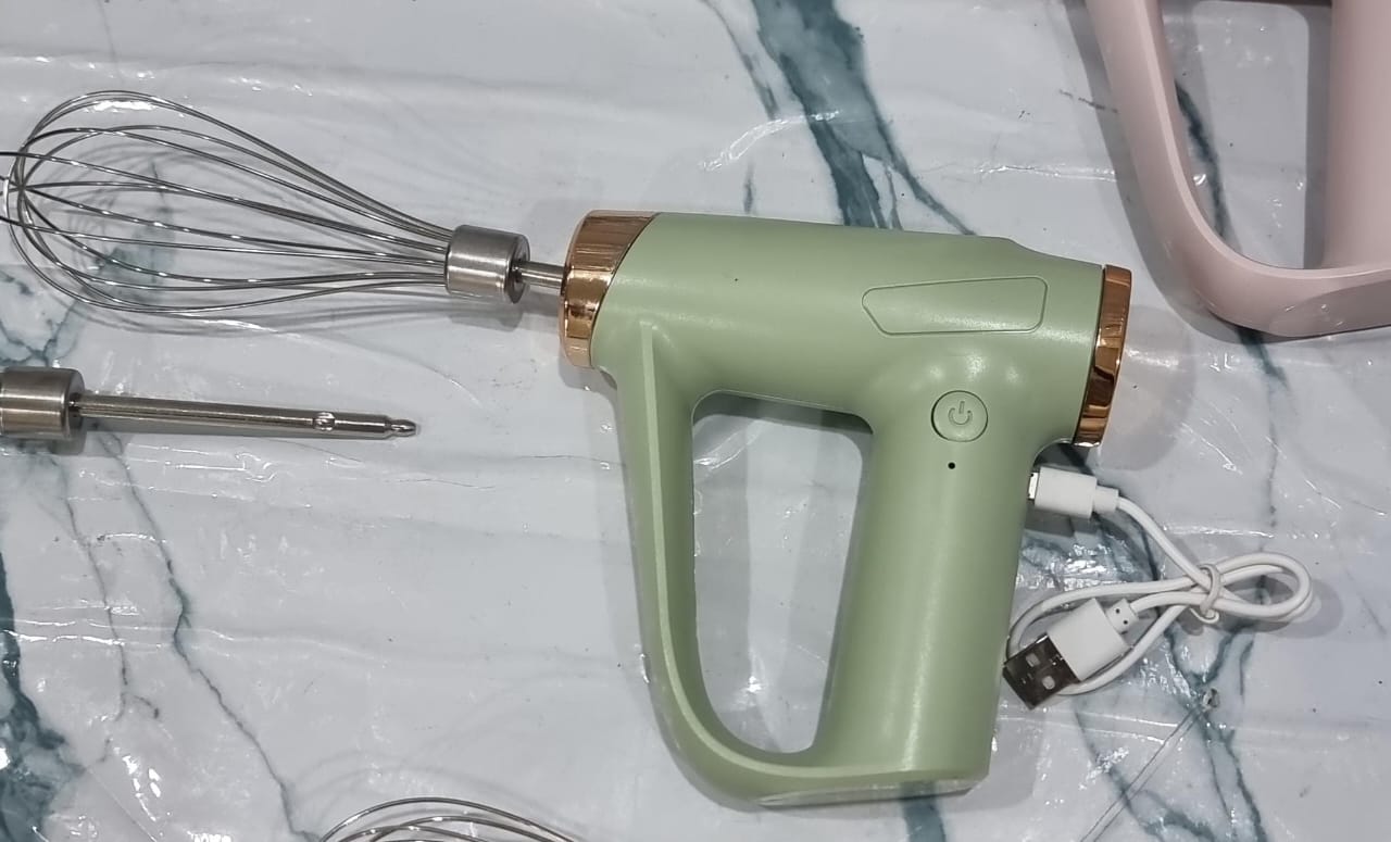 RECHARGEABLE WIRELESS Hand held egg beater whisk  (2 whisk heads, 2.5W) now available in 4 colours  Cross-mirror wireless kitchen baking at home small handheld egg beater                             .