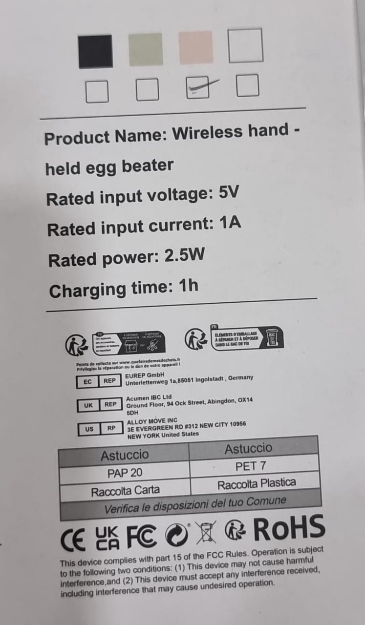 RECHARGEABLE WIRELESS Hand held egg beater whisk  (2 whisk heads, 2.5W) now available in 4 colours  Cross-mirror wireless kitchen baking at home small handheld egg beater                             .