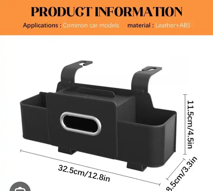 Car Backseat Organizer Car  Srorage Organizer  With Multi Compartment  Car Head Rest eather and Fabric Car Organizer with Cup Holder, Tissue Box, Mobile Phone Holders, Car Headrest, Random  colour   .