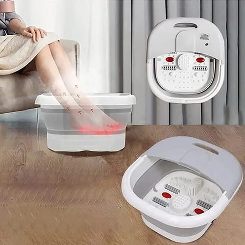 High quality portable silicon folding electric foot bath foot massage machine now available in grey and pink                                                                                           .