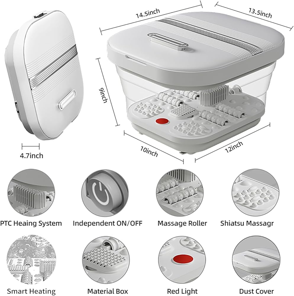 High quality portable silicon folding electric foot bath foot massage machine now available in grey and pink                                                                                           .
