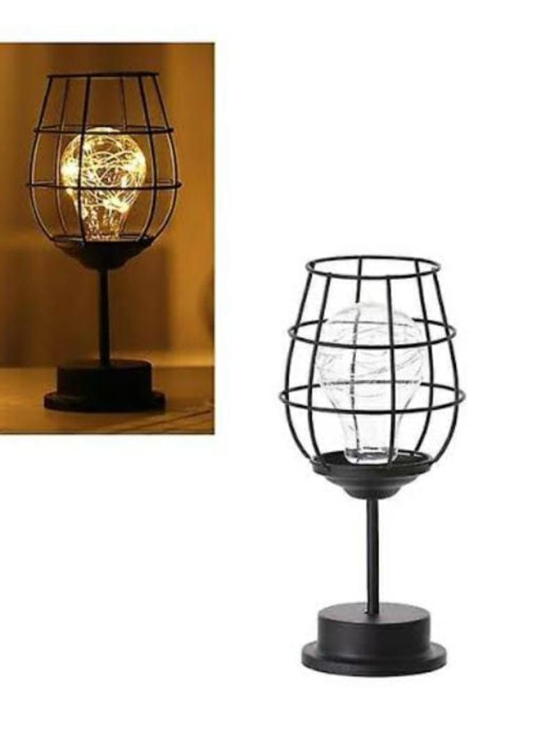 Unique Dishykooker  Battery powered bulb bottle Decorative Table Lamp, Retro Table Lamp, Cage Style, Night Light, Retro, Battery Operated, Desk Lamp for Bedroom                                       .