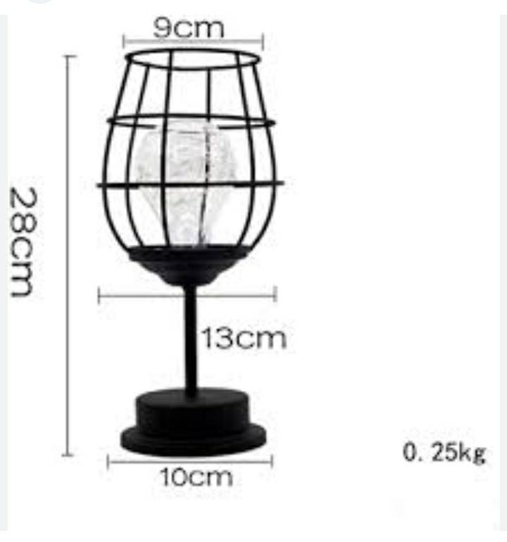 Unique Dishykooker  Battery powered bulb bottle Decorative Table Lamp, Retro Table Lamp, Cage Style, Night Light, Retro, Battery Operated, Desk Lamp for Bedroom                                       .