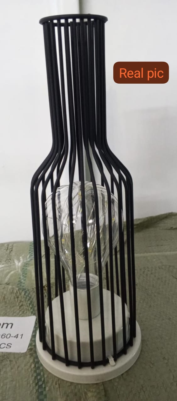 Unique Dishykooker  Battery powered bulb bottle Decorative Table Lamp, Retro Table Lamp, Cage Style, Night Light, Retro, Battery Operated, Desk Lamp for Bedroom                                       .