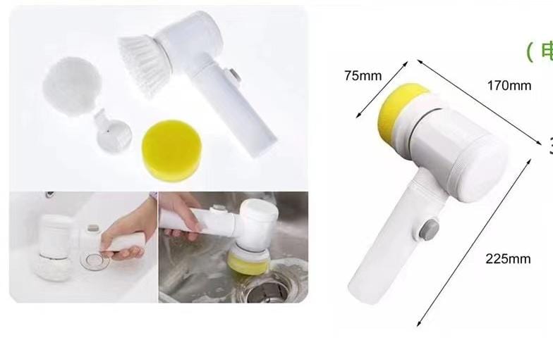 USB Rechargable magic brush with 3 option (brush, sponge & polisher) plus adhesive storage hook Brush for cleanning Tile/Sink/WASH Basin/Bath/Showers                                                  .