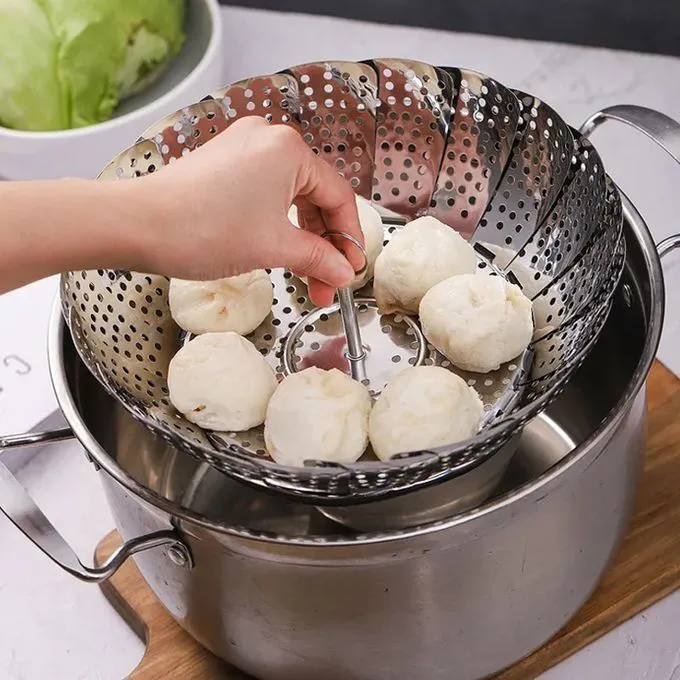 Stainless Steel Steamer Basket/Vegetable Steamer, Food Basket ,Bowl Cooker, Strainer ,Mesh Dish Folding