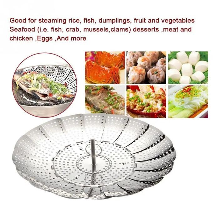 Stainless Steel Steamer Basket/Vegetable Steamer, Food Basket ,Bowl Cooker, Strainer ,Mesh Dish Folding