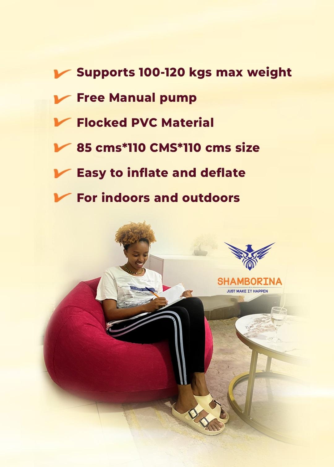 Inflatable Sofa Chair Bean Bag Flocking PVC Garden Lounge