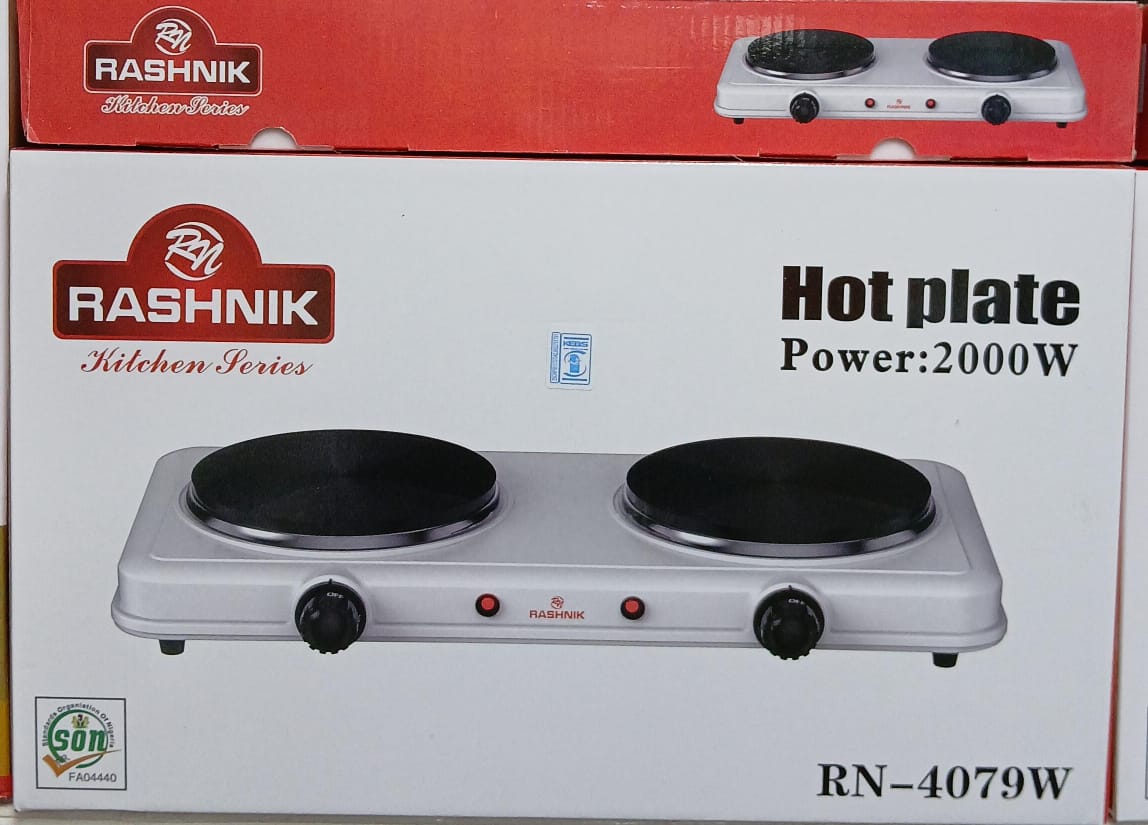 Rashnik Double Hot Plate – RN-4079W (2000W) ⚡🔥
Make cooking simple and convenient with the Rashnik RN‑4079W Double Hot Plate 2000W, a powerful electric cooker designed for fast and efficient meal pre
