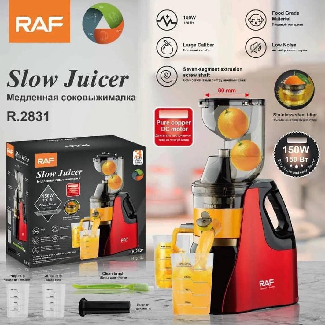 RAF Slow Juicer
Enjoy fresh, nutrient‑rich juice every day with the RAF Slow Juicer, a powerful and efficient juicing machine designed to extract juice gently while preserving vitamins, enzymes, and n