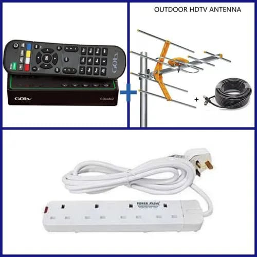 GOtv Decoder + Antenna + 1 Month Subscription + Free Extension
Enjoy clear digital entertainment with the GOtv Decoder Full Kit, a complete package designed to bring you a wide variety of local and in