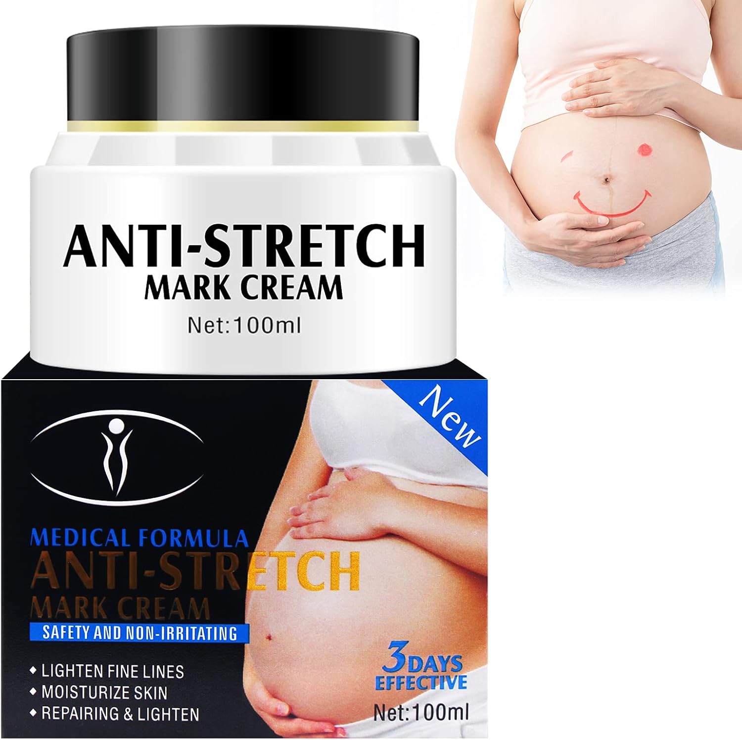 Aichun Beauty Anti-Stretch Mark Cream - Lightens Fine Lines, Moisturizes Skin, Repairing