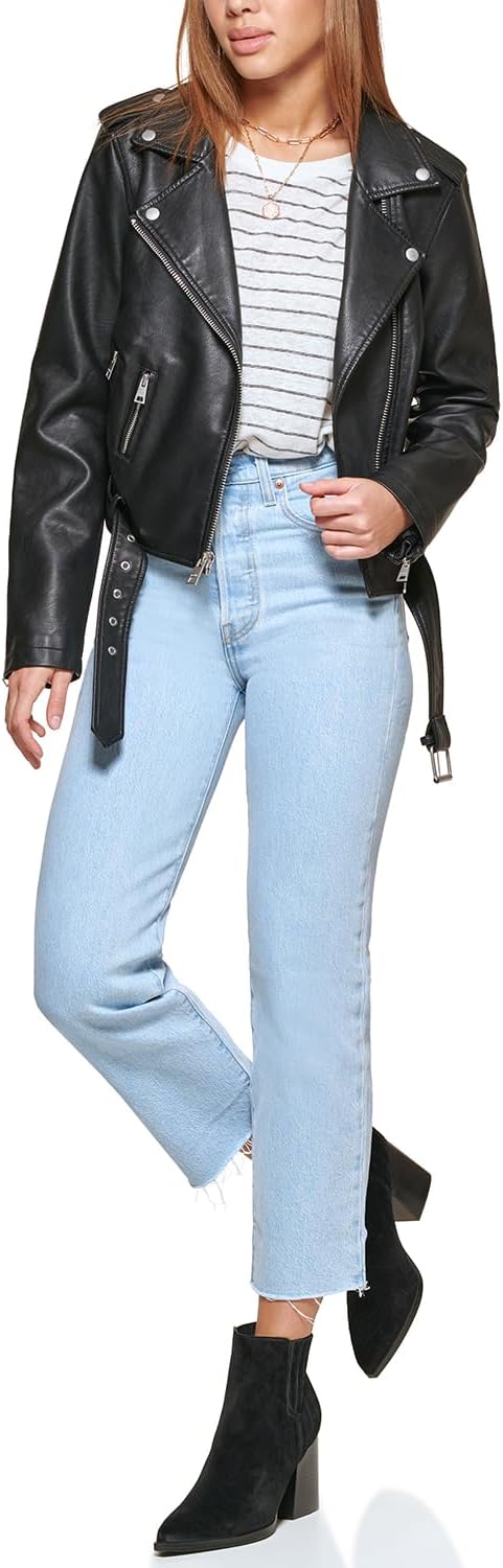 fashionable and elegant women black leather jacket to elevate your style (xl)