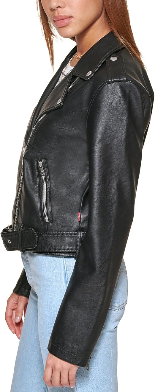 fashionable and elegant women black leather jacket to elevate your style (xl)