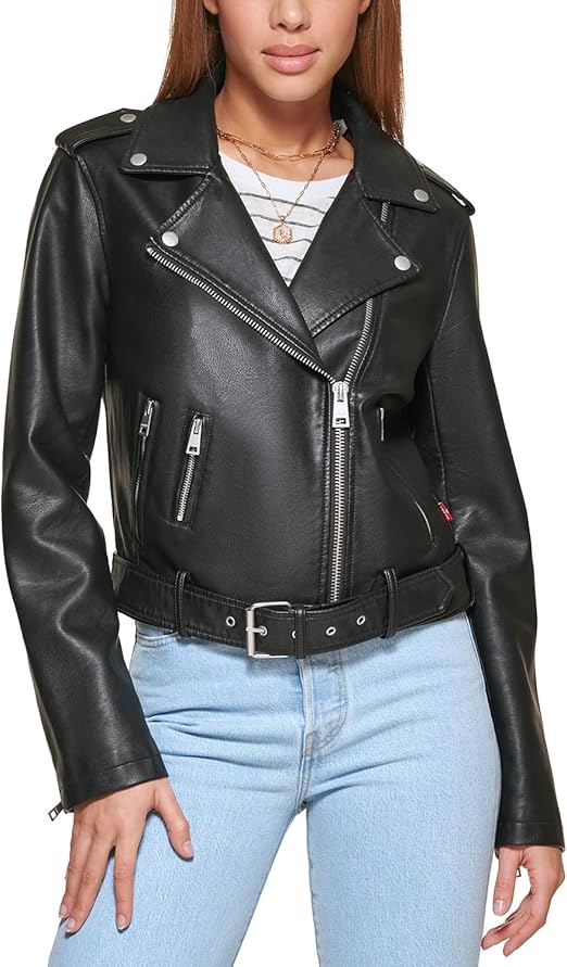 Elegan vintage classic multifunctional stylish High quality women black leather jackets with collar and waist belt (3xl)