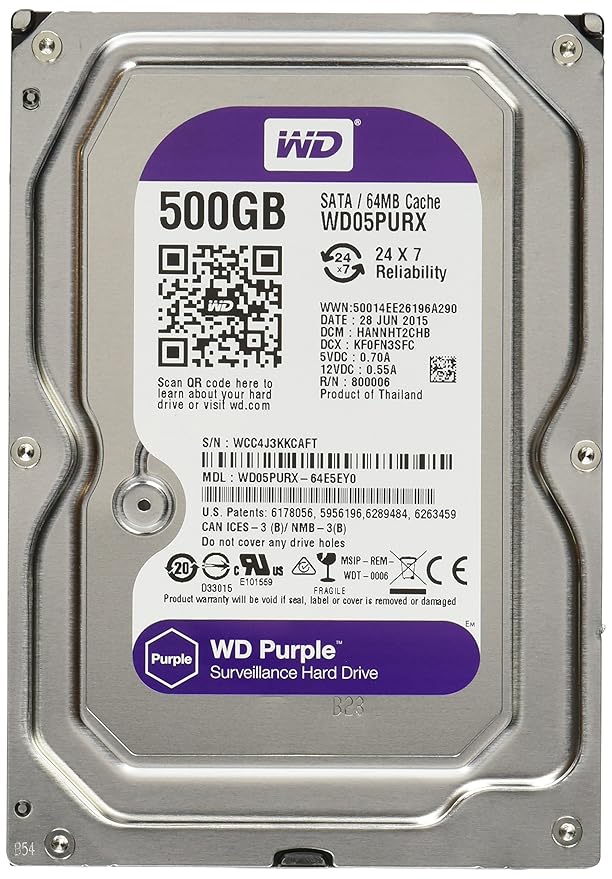 WD Purple 500GB Surveillance Hard Drive