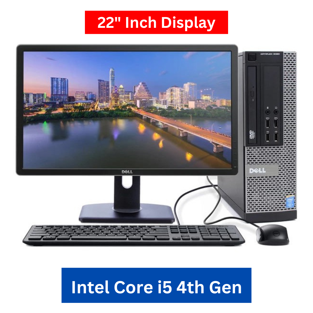 FAST DELL Optiplex 7020 Core i5 4th Gen 4GB RAM 500GB HDD 22" inch Screen   3.2GHz Speed Desktop computer CPU - Core I5 3.2GHz Windows 10 for business, office, home, school, business and POS SYSTEM
